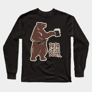 Papa Beer! Bear Drinking Beer Funny Father's Day Long Sleeve T-Shirt